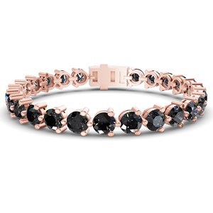Pulsera de tenis Anahita de oro rosa de 10 quilates con diamantes de laboratorio negros redondos (2 quilates) Tw. Pulseras Románticas con Diamantes Naturales Certificados para Regalos - Product Image 5