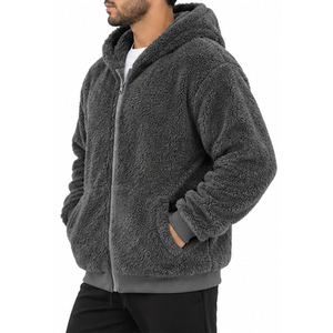 <b>Men</b> Women Warm <b>Sherpa</b> <b>Fleece</b> Hoodie Custom Soft Plush Winter Zipper Hooded Sweatshirt Casual Streetwear Private Labels Factory - Product Image 5