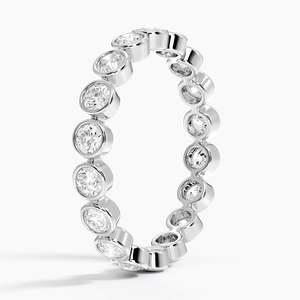 Round Diamond Bezel Eternity Band Wedding <b>Ring</b> Minimalist Stackable Anniversary Band Fine Jewelry Gift for Her - Product Image 1