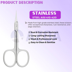 Ciseaux à cuticules en acier inoxydable avec étui en cuir, outil professionnel de soin des ongles, ciseaux de manucure - Product Image 5