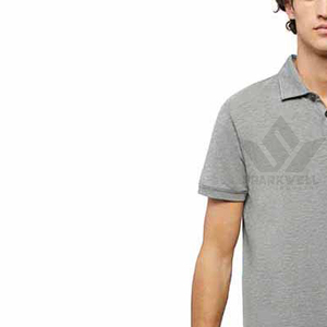 Polo en piqué de coton gris à manches courtes pour homme, coupe classique, couleur unie, patte de boutonnage, tricoté, respirant, pour usage quotidien - Product Image 2