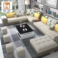 Canapé en tissu moderne et minimaliste pour salon, cadre solide de style nordique avec rembourrage en éponge, combinaison de meubles de canapé d'angle