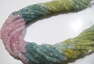 Collier de perles de Morganite et d'Aquamarine multicolores naturelles, facettées, de 3 à 5 mm, longueur 13 pouces - Product Image 4