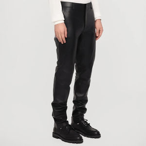 กางเกงหนังลำลองผู้ชาย ทรงเข้ารูป สีพื้น เอวสูงปานกลาง น้ำหนักเบา กันน้ำ ระบายอากาศได้ดี สำหรับฤดูหนาวและฤดูใบไม้ร่วง ผลิตในปากีสถาน - Product Image 4