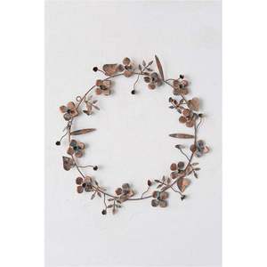 Metal Floral Wreath Handmade Iron Leaf Garland White <b>Flower</b> Pearl Accent Front Door Sign <b>Wall</b> <b>Decor</b> - Product Image 1