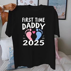 Footprints FIRST TIME DADDY T-shirt femme 2025 pur coton coupe confortable - Product Image 4