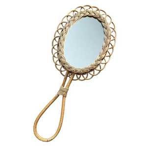 Handmade Rattan Oval Makeup <b>Mirror</b> Bohemian Style Portable <b>lightweight</b> Framed For Home and Makeup Use - Product Image 2