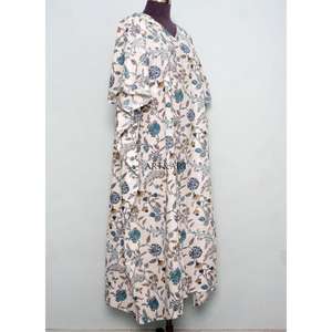 Caftán 100% Algodón con Estampado Floral, Ropa Larga para Mujer, Vestido de Maternidad con Estampado en Bloques, para Todas las Temporadas: Verano, Invierno, Otoño, Primavera - Product Image 5