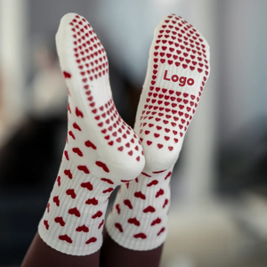 Calcetines de Pilates JZVINA con Diseño de Corazón, para Mujer, de Algodón de Alta Calidad, Ajuste Cómodo, Agarre Fuerte, Logotipo Personalizado, para Reformer, Yoga, Barre, Estudio - Product Image 3