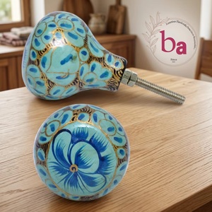 Beads Art Wooden Round Industrial Cabinet <b>Knobs</b> Handles Eco-Friendly Easy Installation for Kitchen Bedroom Living Room Furniture - Product Image 1