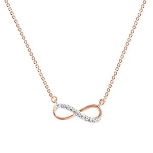 Collier pendentif élégant en or rose 14 carats vermeil, motif infini, avec accent en diamant glacé en argent sterling S925, certifié IGI, de luxe - Product Image 2