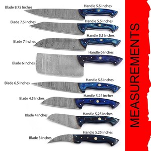 Juego de Cuchillos de Chef de Acero de Damasco con Mango de Madera Pakka, Ocho Piezas, Forjados a Mano, Personalizados, OEM, Cuchillos de Cocina Profesionales con Bolsa - Product Image 4