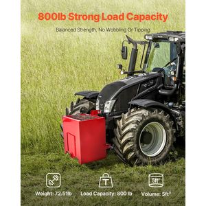 Scatola di Zavorra per Trattore a 3 Punti Categoria 1 Anticorrosione, Capacità di Carico 800 libbre, con 2 Pesi per Ruote e Ricevitore per Gancio di Traino - Product Image 4