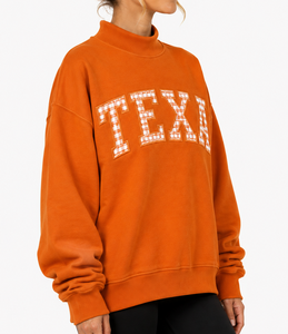 Sweat-shirt à col montant brodé sur mesure pour femme Texas, manches longues, respirant, séchage rapide, en coton et polyester, style streetwear - Product Image 6