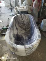 Baignoire autoportante haut de gamme en marbre écologique avec drain, robinet de style européen à poser au sol, capacité 20 gallons, pour salle de bain d'appartement