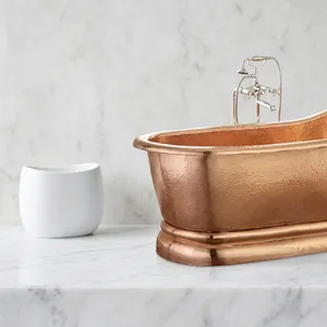 Baignoire autoportante en cuivre pur, artisanale, style vintage antique, baignoire de luxe pour salle de bain - Product Image 5