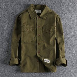 เสื้อเชิ้ตแขนยาวผู้ชายทรงปกติ สีพื้น ผ้าฝ้ายทอ 100% สีเขียว สวมใส่สบายๆ - Product Image 3