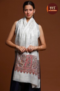 Châle en laine d'Angora tissé à la main sur mesure pour femme, 28 x 80 pouces, motif cachemire tropical, écharpe d'hiver - Product Image 6