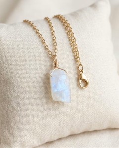 Moonstone Raw Wire <b>Wrap</b> Pendant Necklace Boho Spiritual Crystal Jewelry Healing Energy Stone <b>Gift</b> for Women Handmade Jewelry - Product Image 2