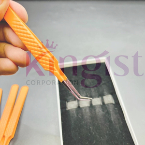 Juego Profesional de Pinzas para Extensión de Pestañas de Acero Inoxidable Plateado, 3 Piezas, Rectas, Curvas, Tipo L, Puntas 3D, Estuche de Cuero Resistente - Product Image 2