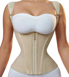 15-kemik yelek tarzı yüksek elastik örgü kuşak karın kontrol kemer fermuar-göğüslü retro shapewear kolombiyalı kuşaklar - Product Image 6