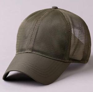 Unisex Breathable Mesh Baseball Cap Adjustable Solid Color Olive <b>Green</b> Outdoor Four Seasons Casual Street Style Adult <b>Hat</b> 100% - Product Image 1