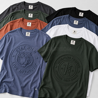 T-shirt pour homme en coton 100% de haute qualité, tissu éponge gaufré, motif de dessin animé, col rond surdimensionné, impression de logo personnalisée sur le devant, t-shirts unisexes en provenance du Bangladesh
