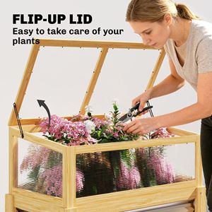 Fioriera rialzata con mini serra, contenitore per piante con gambe e rivestimento per fiori e verdure - Product Image 5