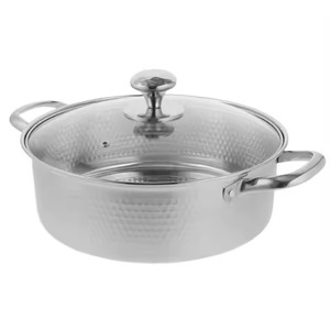 Olla de acero inoxidable con tapa, apta para horno y lavavajillas, diseño minimalista, resistente al óxido, para cocinas de gas e inducción. - Product Image 3