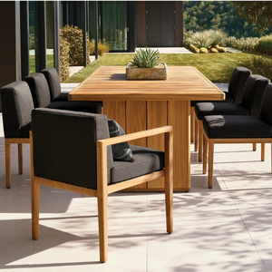 Mesa rectangular hecha de madera de teca ecológica con un estilo moderno, adecuada para villas o jardines, duradera. - Product Image 5