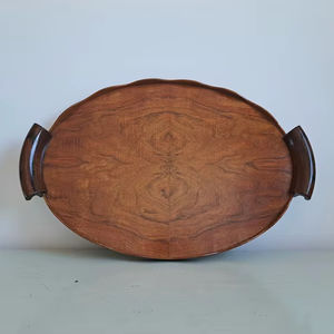 Plateau en bois massif, bois d'acacia, plateau à thé de qualité supérieure, petit plateau pour fruits, en-cas, noix, dessert, rangement de bureau, vaisselle - Product Image 1