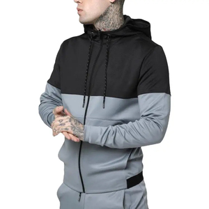 Conjunto deportivo de dos piezas con cremallera cómoda para hombre, ligero, de algodón y poliéster, conjunto deportivo estampado para correr. - Product Image 4