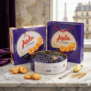 Blue Tin Butter Cookies 320g Soft Melting Sweet <b>Biscuit</b> OEM ODM Vietnam Factory - Product Image 1