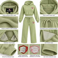 Ensemble de survêtement personnalisé OEM pour femme : sweat à capuche court et pantalon large en molleton de coton – Collection deux pièces directement de l'usine
