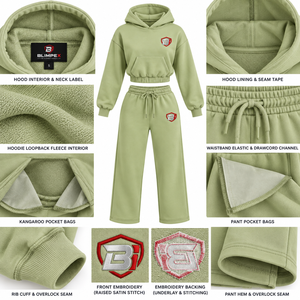 Conjunto de dos piezas de sudadera corta y pantalones anchos de algodón polar para mujer, personalizado por OEM, directo de fábrica. - Product Image 5