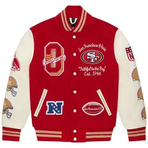 Veste de baseball légère en polaire brodée avec logo personnalisé OEM, col montant, grande taille, style streetwear pour homme - Product Image 3