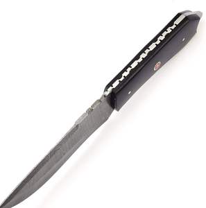 Couteau de chasse et de survie EDC à lame fixe en acier Damas fait main, qualité industrielle, avec manche en corne noire, personnalisable OEM - Product Image 4