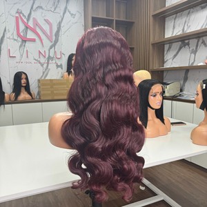 Peluca larga de onda del cuerpo de Borgoña Venta caliente Super doble dibujado 100% paquetes de cabello virgen vietnamita cabello humano de alta calidad - Product Image 5