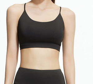 Nuevo sujetador deportivo de verano con tirantes finos y espalda cruzada, talla grande, transpirable, con diseño en forma de abanico, para yoga, con función antichoque y logo frontal. - Product Image 4