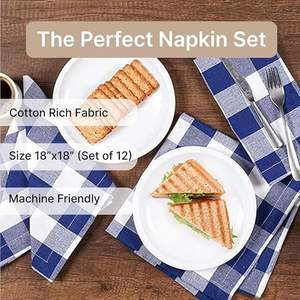 Servilletas de Tela Ecológicas Reutilizables con Estampado de Rejilla para Restaurantes, Servilletas para Cena y Bodas, Estilo de Tejido Liso para Fiestas - Product Image 4