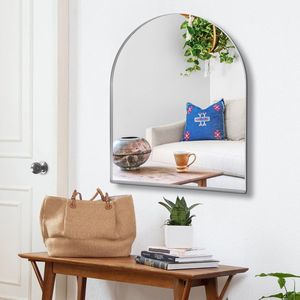 <b>Silver</b> 30\" X 36\" Modern Dresser <b>Mirror</b> with Deep Arch Design Wall Mounted Decor Metal <b>Frame</b> for Bedroom Living Room Entryway - Product Image 3
