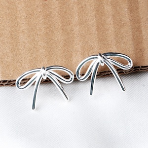 Wholesale Solid 925 <b>Sterling</b> <b>Silver</b> Polished Ribbon Bow <b>Stud</b> <b>Earrings</b> Memoria Jewels - Product Image 5