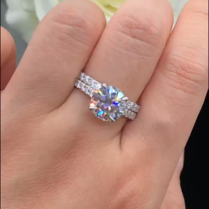 Ensemble de bagues de mariage en moissanite à quatre griffes 3,0 ct en argent sterling 925 pour femme, cadeau de bijoux de mariage - Product Image 5