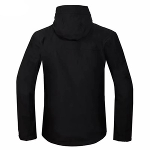 Veste softshell à capuche pour homme, randonnée en plein air, coupe-vent, résistante à l'eau, doublée de polaire, bleu, noir, gris, orange, fermeture éclair, OEM personnalisé - Product Image 5