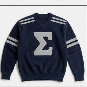 Pull en tricot rouge pour homme à col en V avec applique lettre Sigma blanche sur le devant, coupe classique, style preppy, pour l'automne - Product Image 2