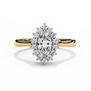 แหวนเพชรทรงมาร์คีส์ 0.50 กะรัต เพชรเลี้ยงในห้องปฏิบัติการ ทองคำแท้ 14K แหวนแบบคลาสสิกประดับเพชรรอบวง สำหรับงานหมั้น งานแต่งงาน หรือวันครบรอบ พร้อมวงแหวนแบบซ่อน - Product Image 4