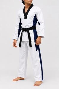 Uniforme de Judo Blanco Unisex OEM en Oferta, Detalles en Azul Marino, Corte Regular, Ropa de Artes Marciales para Adultos, 100% Algodón, Secado Rápido, Duradero - Product Image 3