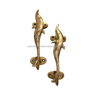 Par de manijas de puerta principal de metal de latón delfín hechas a mano con acabado antiguo a precio asequible de proveedor de confianza - Product Image 2