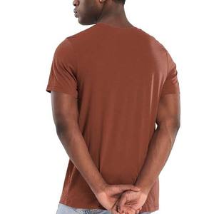 T-shirt classique marron pour homme, très vendu, écologique, anti-rétrécissement, séchage rapide, col rond, en coton doux, manches courtes, coupe classique - Product Image 3