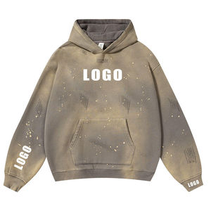 Mens Stone Wash Distressed <b>Hoodie</b> Vintage Washed Cotton Pullover Sweatshirt Relaxed Fit Casual Streetwear Everyday Wear - Product Image 4